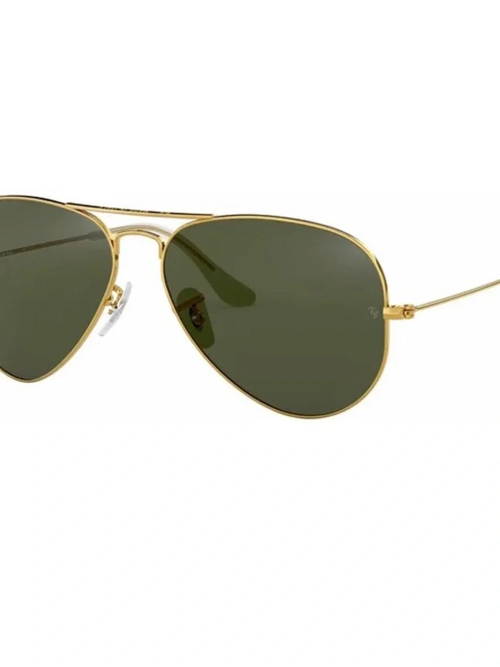 Ray-Ban Gold Frame Aviator Sunglasses with Green Lenses